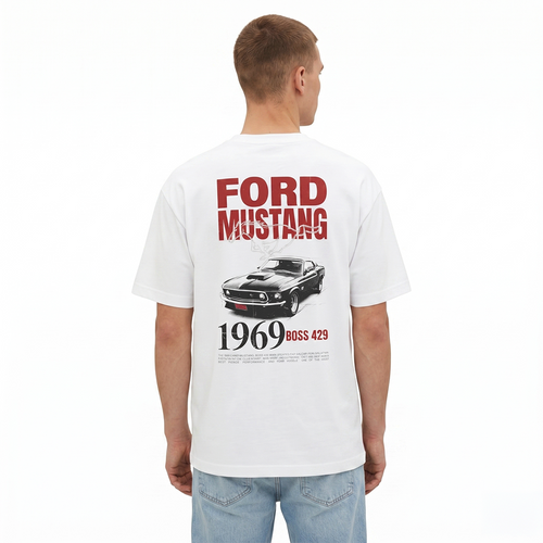 1969 Boss 429 Mustang Tee — Vintage Halftone Muscle Car Graphic
