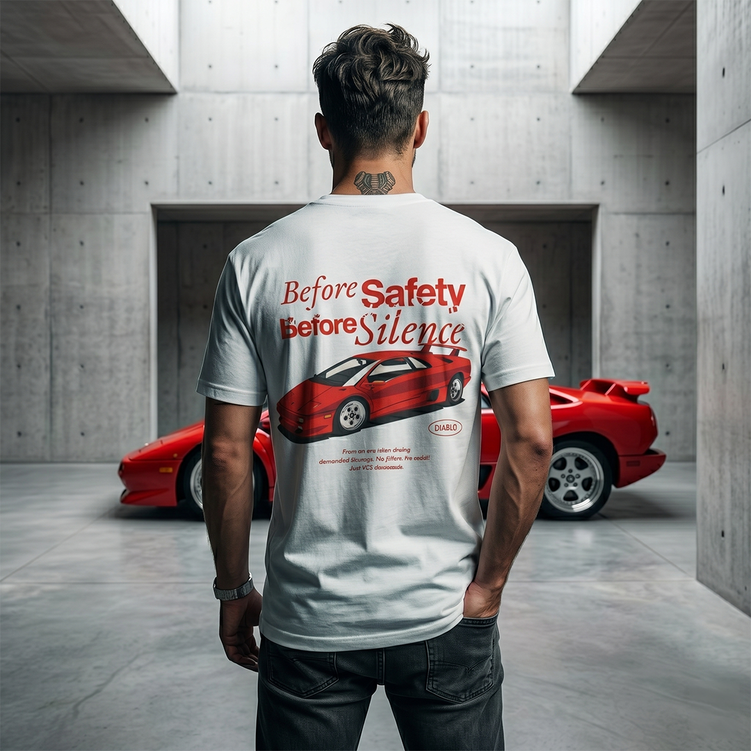 Lamborghini Diablo Tee — "Before Safety, Before Silence" Retro 90s Supercar Graphic